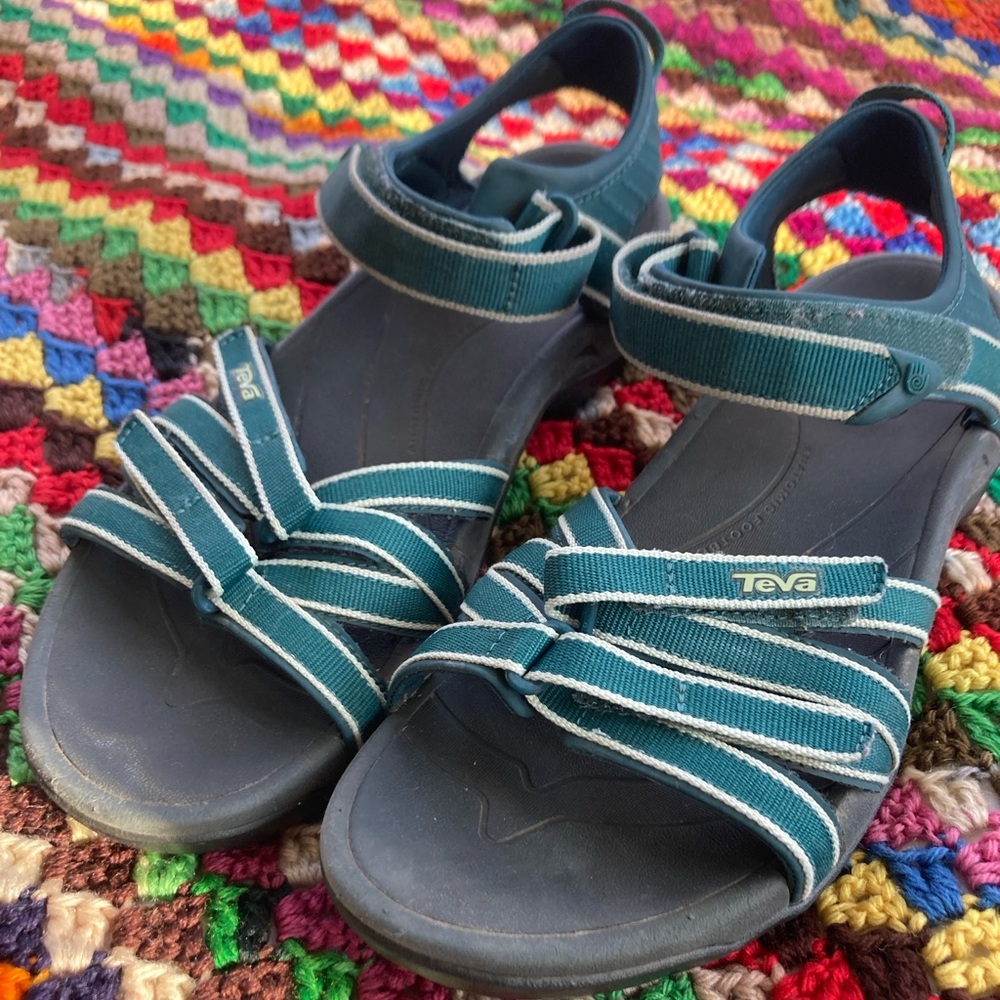 Teva Teal and Gray Sandals